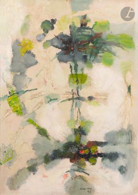 une image d'une peinture de fleurs dans un vase sur une table