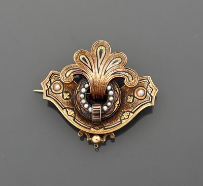 Broche-pendentif en or jaune 14k 585 millièmes ajourée et fi…