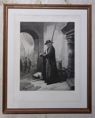 Lithographie en noir d'après Comte Calixte Dieu & Patrie ! A…