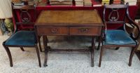 Bureau de style anglais dessus cuir à décor de lyre avec deu… (photo 3)