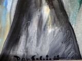 an image of a painting of a woman in a black dress