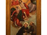 a painting of a painting of jesus on the cross with other people