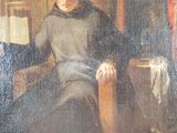 painting of a man sitting in a chair in a room
