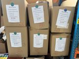 several boxes are stacked on top of each other in a warehouse