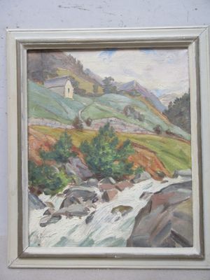 DEYMES Camille - XXe - "Torrent de montagne" - toile - 46x38 cm