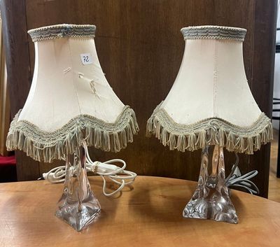 deux lampes posées sur une table dans une pièce