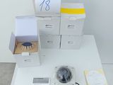 a white table with a bunch of boxes on top of it