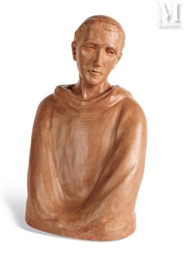 an image of a statue of a man sitting on a white surface