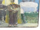 une peinture représentant un homme et une femme assis à une table
