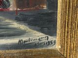 an image of a painting of a man riding a motorcycle on a street