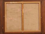 a painting of a wooden frame with a drawing on it