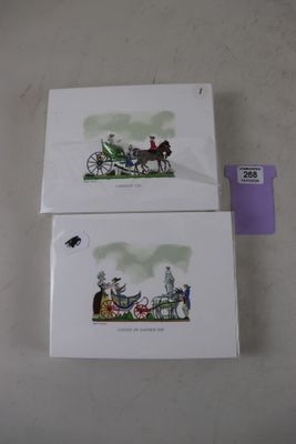 deux cartes représentant une calèche et un buggy