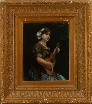 an image of a painting of a woman playing a guitar
