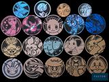de nombreux boutons représentant différents Pokémon sur fond noir