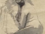 an image of a drawing of a man sitting on the ground