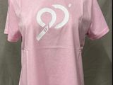 pink t - shirt with white heart and cigarette on the chest