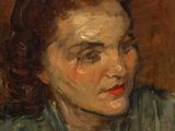 an image of a painting of a woman in a green dress