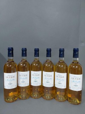 six bouteilles de vin blanc alignées