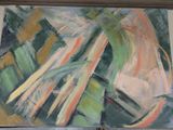 a painting on the wall of a room with a painting on the wall