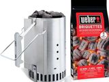 a bag of charcoal sitting next to a stove