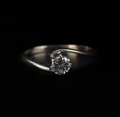 Bague, or blanc, solitaire brillant