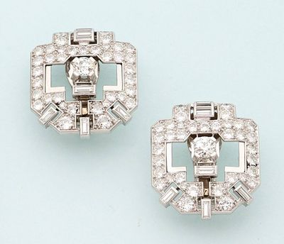 pair of art deco diamond earrings