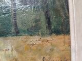 an image of a painting of a person walking in a forest