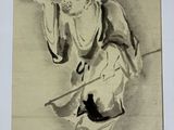 drawing of a man with a cat and a bird in his hand
