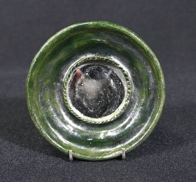 Petit miroir en céramique émaillée vert/bleu à reflets irisé…
