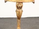 a small table that has a lion on it
