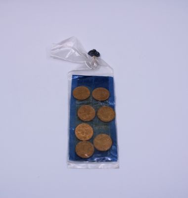 a bag of cookies sitting on top of a white table