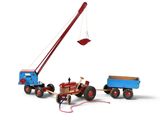un camion jouet équipé d'une grue à l'arrière
