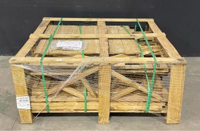 a wooden crate that has some sort of wood in it