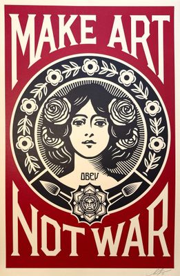 an image of a poster that says make art not war
