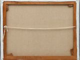 an old picture frame with a rope hanging from it ' s side