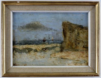 École Française XIXème - Voilier au large d'une falaise - Hu…