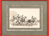 peinture d'un groupe d'hommes à cheval dans un champ