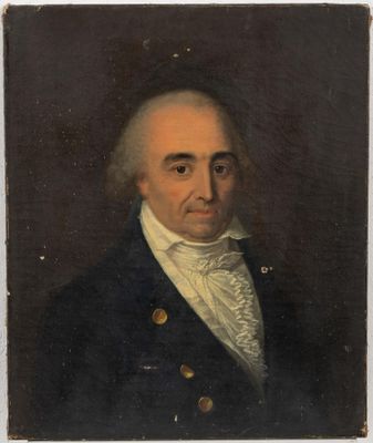 portrait of a man in a blue coat and white shirt