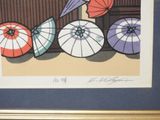 a picture of a picture of umbrellas in a frame