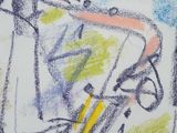 drawing of a man riding a bike with a yellow handlebar