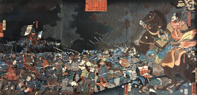 un tableau représentant un groupe de personnes à cheval