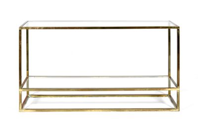 Console en métal doré à deux plateaux en verre - Photo 1