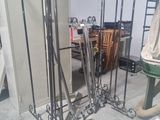 a room with a lot of metal items in it