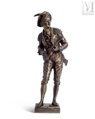 statue d'un homme portant un chapeau orné d'une plume