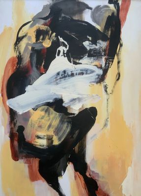 une image représentant un tableau d'une femme vêtue d'une robe noire et blanche