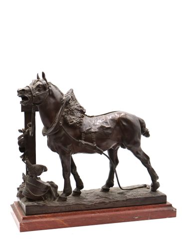 Arthur Jacques LE DUC (1848-1918) « Cheval de trait et poule ». B...