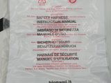 a plastic bag with information on it sitting on a table