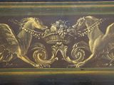 a painting of two horses and a bird on the wall