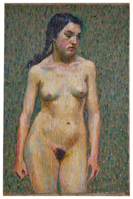 an image of a painting of a nude woman standing in a field