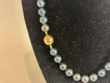 a close up of a necklace on a mannequin display